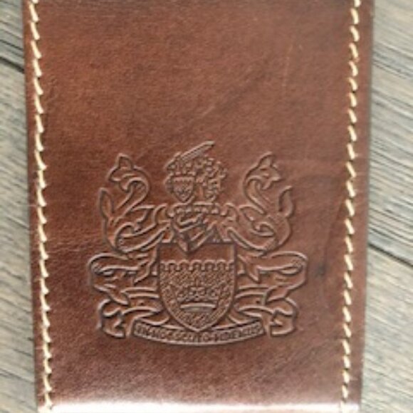 Aquascutum Authentic Vtg Genuine Leather Luggage Tag Brass Hardware Brown Sz OS - Picture 2 of 5